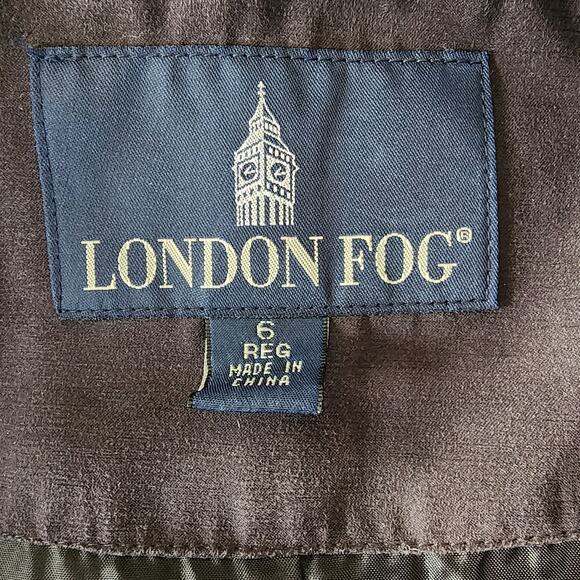 London Fog Charcoal Gray Double-Breasted Trench Coat Belted Size 6 - Picture 6 of 9